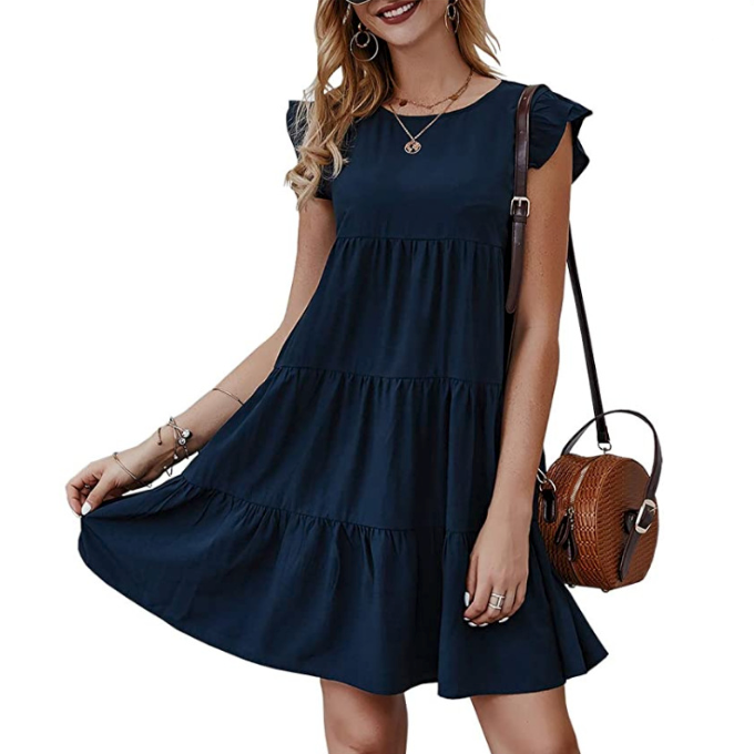 Collection of Womens Flowy Dress with Cap Sleeves in a gallery layout