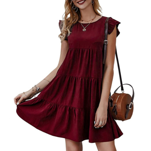 Collection of Womens Flowy Dress with Cap Sleeves in a gallery layout