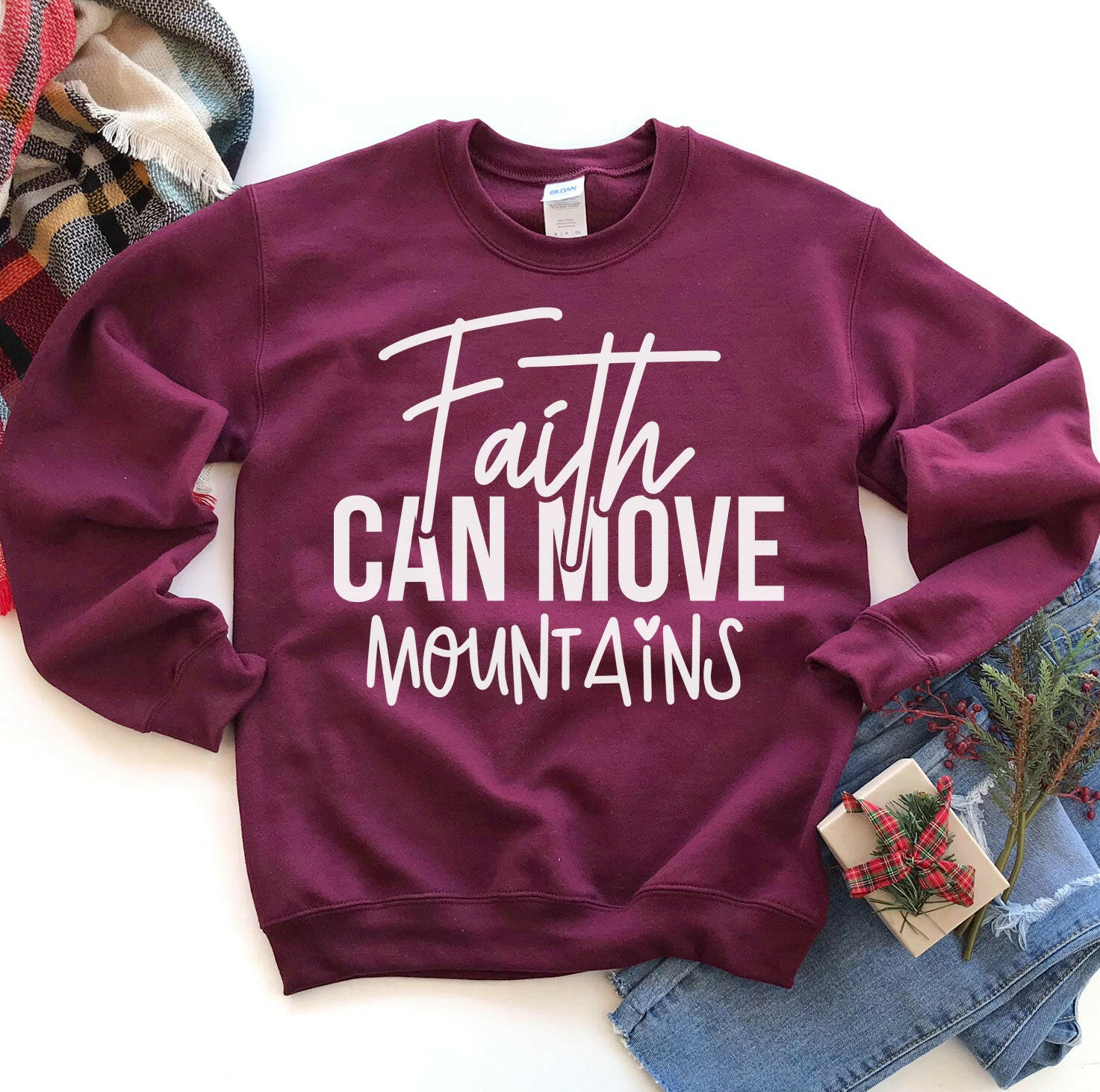 Collection of Faith Can Move Mountains Sweatshirt in a gallery layout