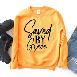 Collection of Saved By Grace Sweatshirt in a gallery layout