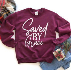 Collection of Saved By Grace Sweatshirt in a gallery layout