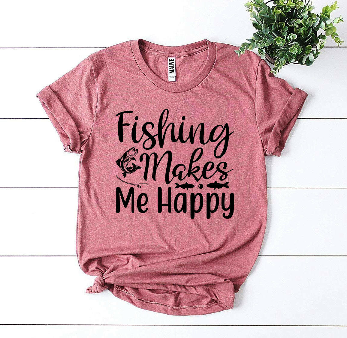 Collection of Fishing Makes Me Happy T-shirt in a gallery layout