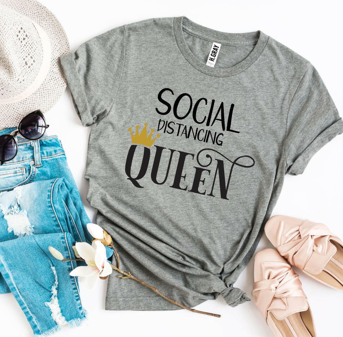 Collection of Social Distancing Queen T-shirt in a gallery layout