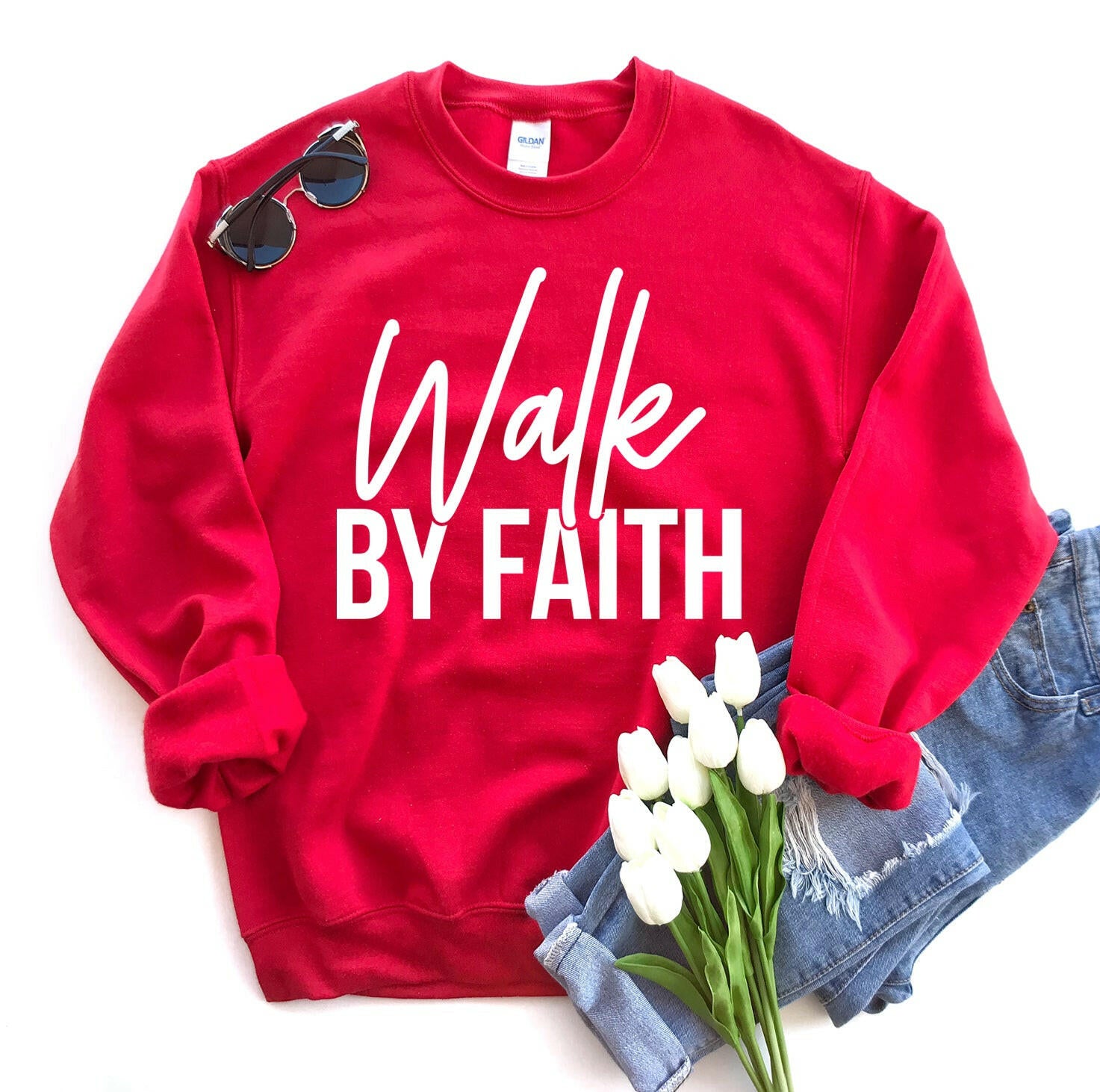 Collection of Walk By Faith Sweatshirt in a gallery layout