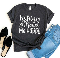 Collection of Fishing Makes Me Happy T-shirt in a gallery layout