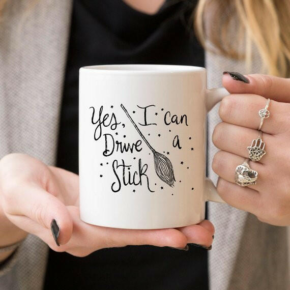 Collection of Yes I Can Drive A Stick Mug, Witch Mugs, Halloween in a gallery layout